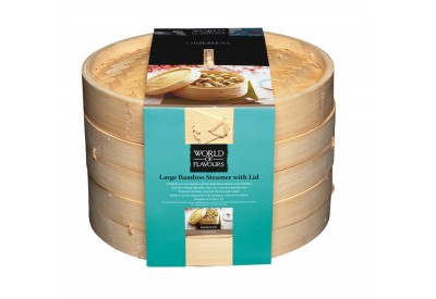 Kitchen Craft World of Flavours Oriental Large Bamboo Steamer with Lid (diameter 25.5cm / 10")